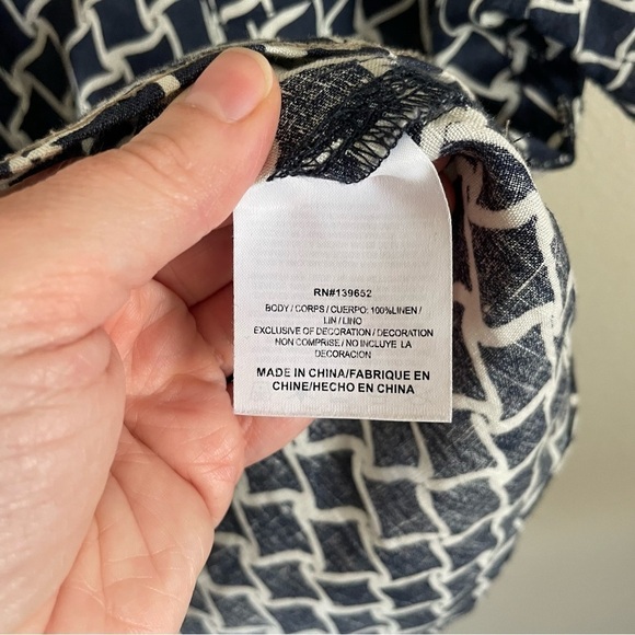 Surfside Supply Printed Linen Button Down Shirt Navy Blue Size Large - Picture 9 of 9